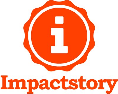 Logo of the Impactstory web site with a link to John Holland's Impactstory profile page