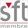 Le logo graphique de la Société française des traducteurs, accompagnée d’un lien vers son site web